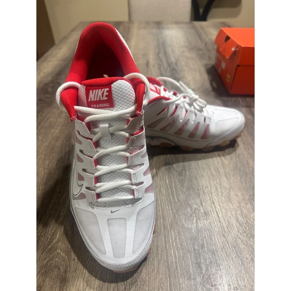 Nike Reax 8 TR Mesh White Wolf Grey Red Mens Training Shoes 621716-103 Size 11.5